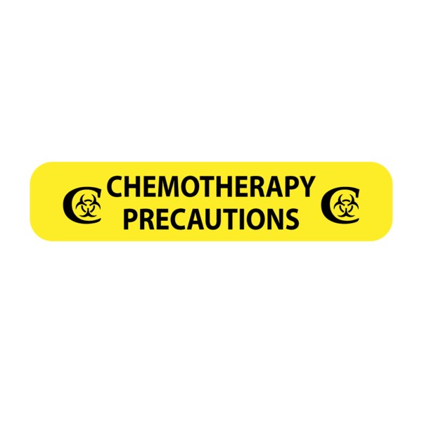 Label, Chemotherapy Precautions 7/16" x 2" Yellow w/Black